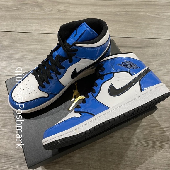 Air Jordan 1 Mid Men’s Signal Blue - Picture 7 of 8